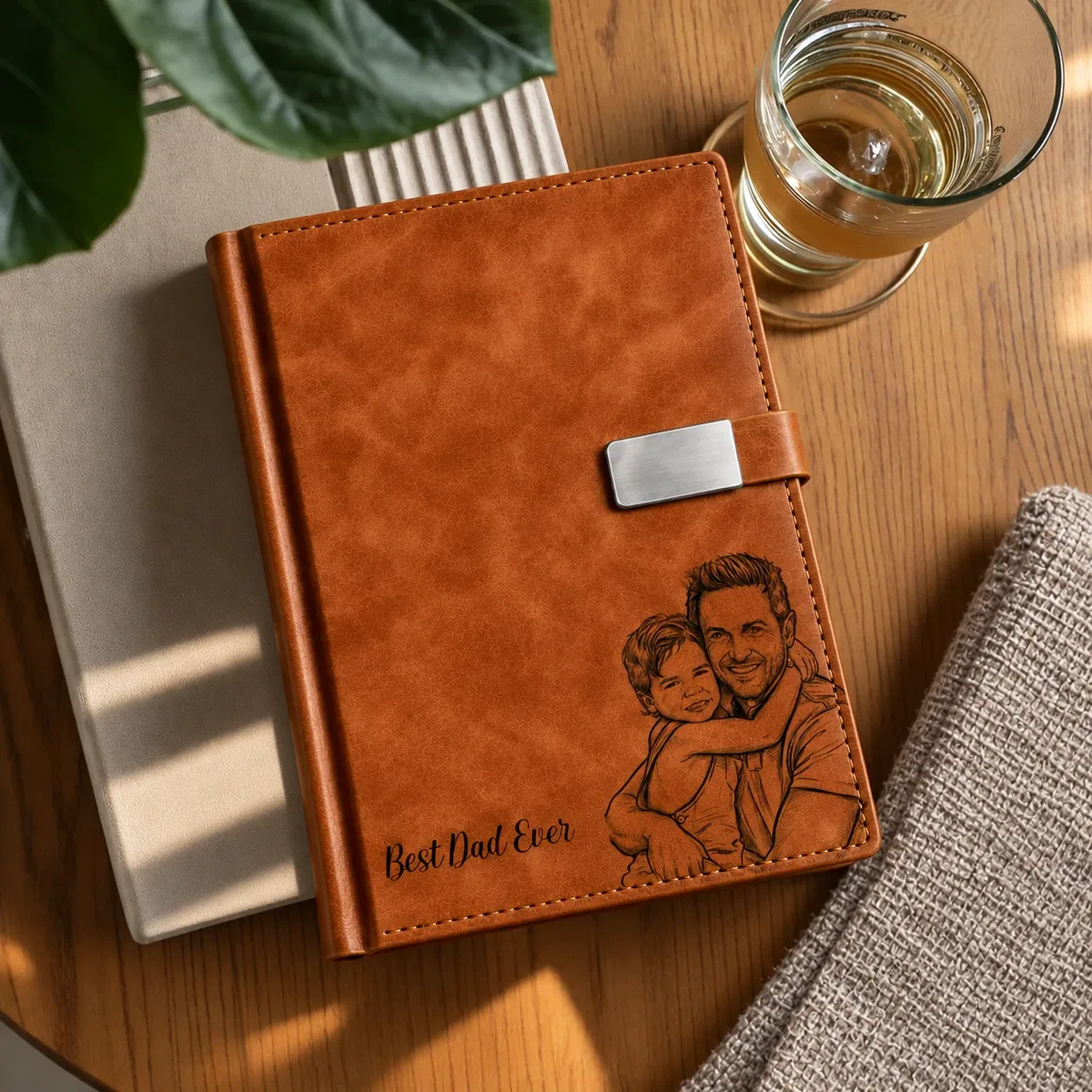 Personalized Dad Wallet Custom Photo, Best Dad Ever Pencil Drawing Portrait, Father Son Daughter Memory Gift, Custom Leather Wallet for Dad