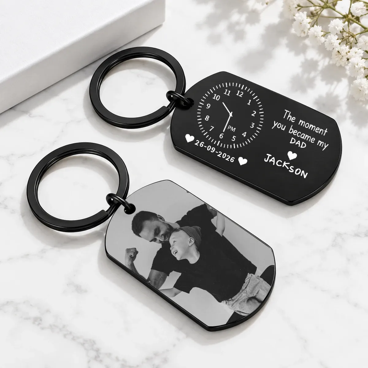 The Moment You Became My Daddy, Custom New Born Baby Photo Keyring, Husband Keychain, New Dad Gift, 1st Fathers Gift for Husband Lavanya