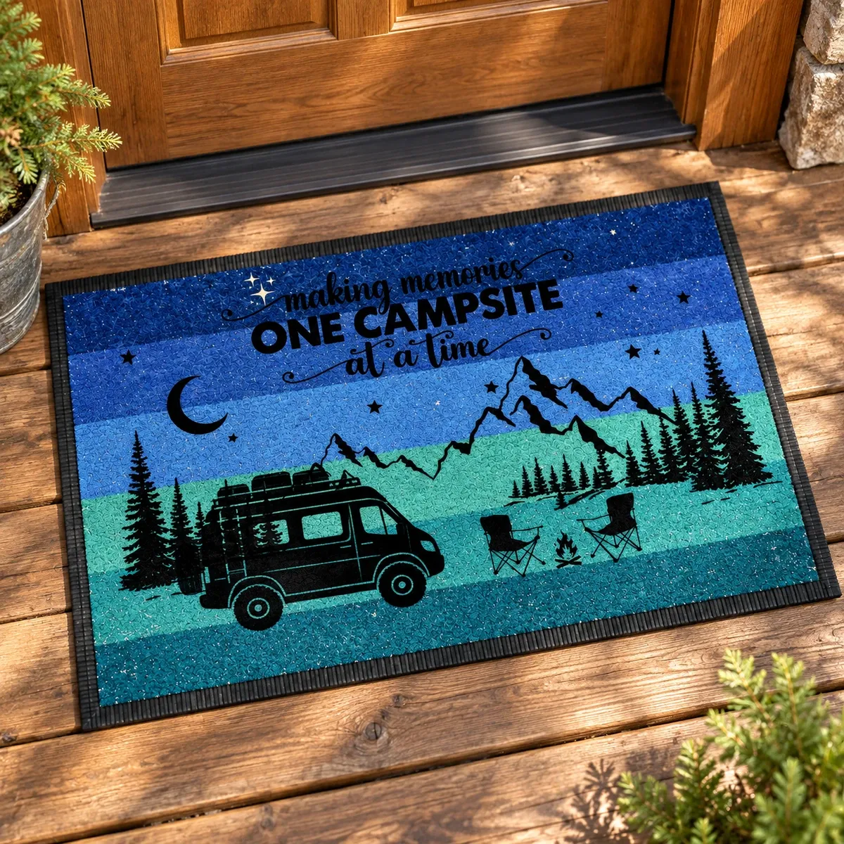 Retro Sunset Welcome To Our Campsite Camping Patio Matm Personalized Gift
