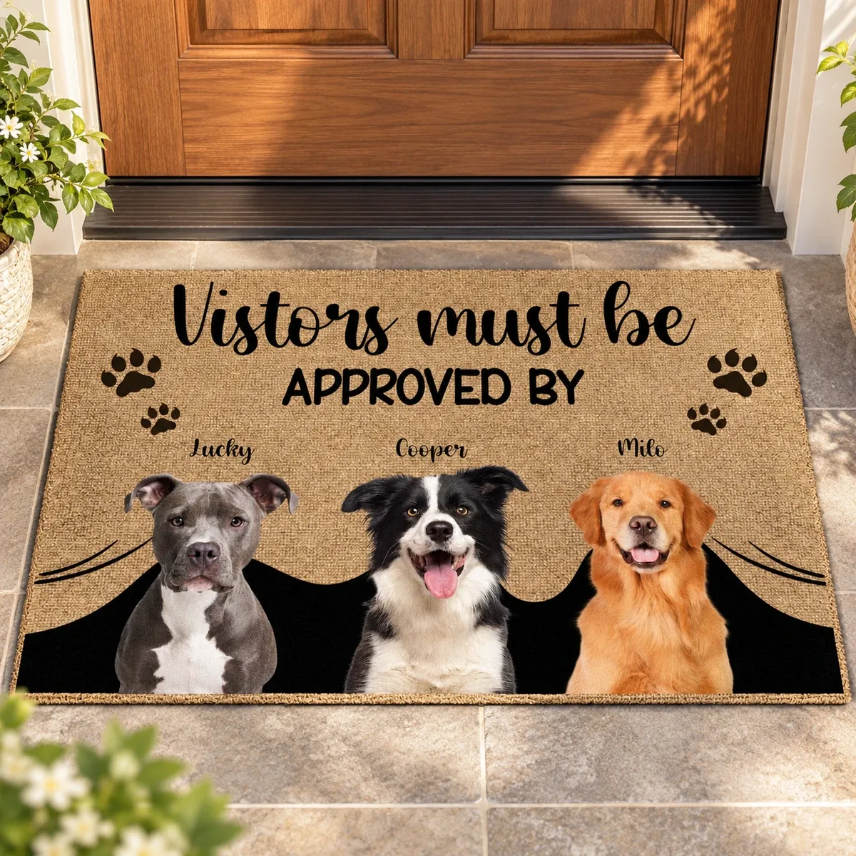Approved By Dog Retro Photo - Personalized Doormat
