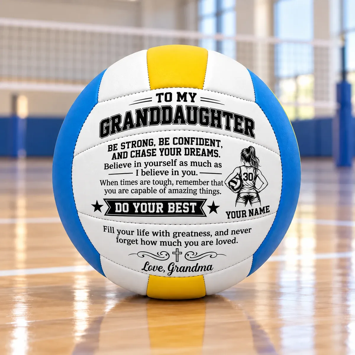 Personalized Volleyball Custom Name & Number, To My Granddaughter Inspirational Volleyball, Grandma Gift for Volleyball Player, Sports Keepsake