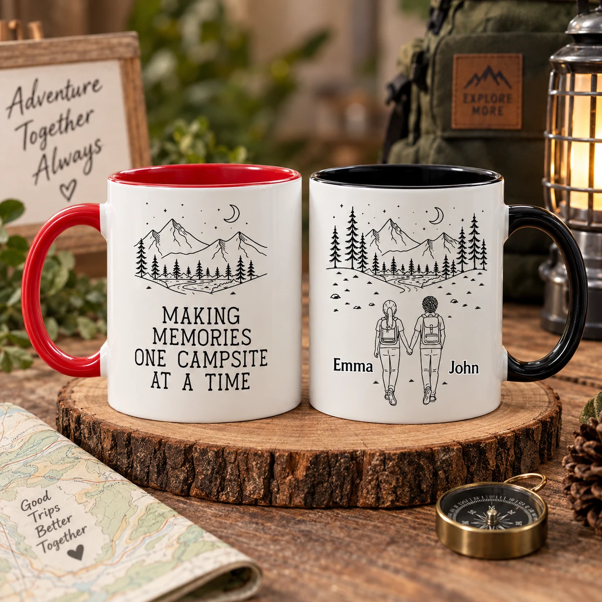 Custom Adventure Partners Couple Mug Set