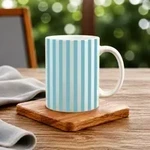 White and Pastel Blue Stripe