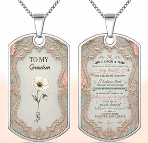 To My Granddaughter Flower Necklace, Dog Tag Necklace, Gift For Her