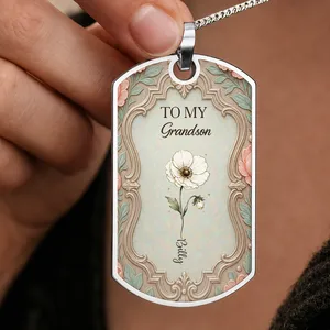 To My Granddaughter Flower Necklace, Dog Tag Necklace, Gift For Her
