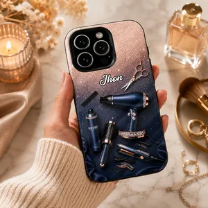 Stylish Hair Styling Tools Phone Case, Personalized Clear Case, Gift For Hairstylists And Beauty Enthusiasts