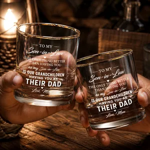 To My Son-in-Law Whiskey Glass, Personalized Gift for Son In Law