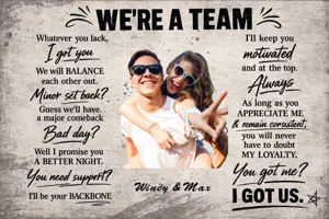 Custom Photo We're A Team - Custom Canvas Prints - Personalized Gift For Valentine, Anniversary, Husband Wife, Her/Him, Girlfriend, Boyfriend