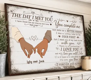 Custom Canvas Prints for Couple - The Day I Met You - Personalized Gift For Valentine, Girlfriend, Boyfriend, Husband, Wife