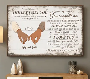 Custom Canvas Prints for Couple - The Day I Met You - Personalized Gift For Valentine, Girlfriend, Boyfriend, Husband, Wife
