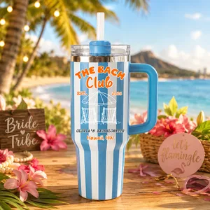 The Bach Club Striped Personalized 40oz Tumbler, Beach Bachelorette Travel Mug