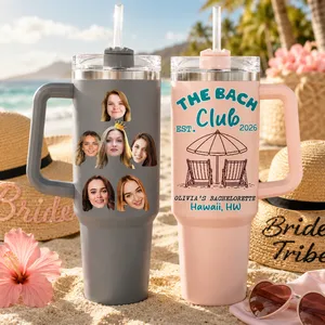 The Bach Club Custom Face Personalized 40oz Tumbler Set, Beach Bachelorette Travel Mug