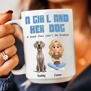 The Special Bond Between A Girl And Her Dog – Personalized Coffee Mug Gift For Dog Lovers