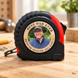 Custom Photo Best Dad & Grandpa Ever – Personalized Tape Measure Gift
