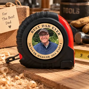 Custom Photo Best Dad & Grandpa Ever – Personalized Tape Measure Gift