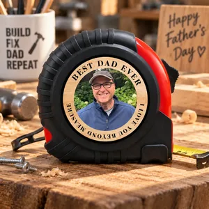 Custom Photo Best Dad & Grandpa Ever – Personalized Tape Measure Gift
