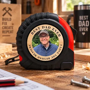 Custom Photo Best Dad & Grandpa Ever – Personalized Tape Measure Gift