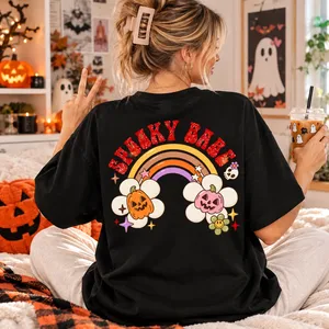Humorous Jack-o'-Lantern Graphic Tee – Back Design Halloween Shirt