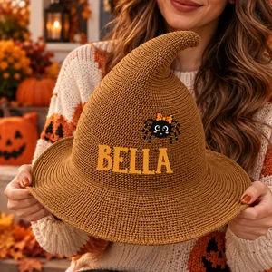 Personalized Witch Hat Custom Name Halloween Hat – Witch Hat With Pumpkin Halloween Party Gift