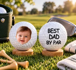 Custom Photo Best Daddy By Par - Gift For Dad, Father, Grandpa, Golfer, Golf Lover - Personalized Golf Ball