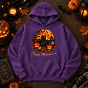 Personalized Halloween Hoodie Custom Quote, Happy Meowloween Black Cat Graphic Sweatshirt, Spooky Cat Lover Hoodie, Halloween Gift