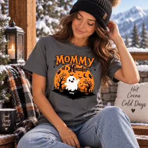 Mommy of a Monster Shirt Custom Name Cute Ghost Halloween Tee Shirt