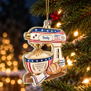 Personalized Acrylic Christmas Ornament Custom Name – Vintage Mixer Baking Bread 250th Anniversary Christmas Gift