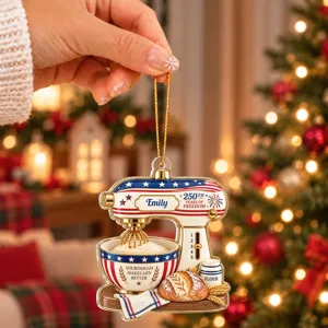 Personalized Acrylic Christmas Ornament Custom Name – Vintage Mixer Baking Bread 250th Anniversary Christmas Gift