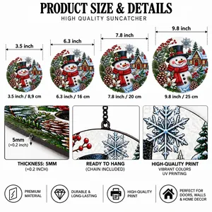 Snowman Christmas Suncatcher, Winter Stained Glass Window Hanging, Snowy Cabin Holiday Decor, Christmas Gift for Family and Friends