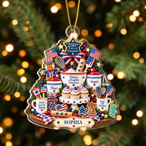 Personalized Acrylic Christmas Ornament Patriotic Baking Theme Custom Name Holiday Gift
