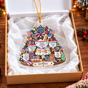 Personalized Acrylic Christmas Ornament Patriotic Baking Theme Custom Name Holiday Gift