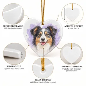 Custom Pet Memorial Christmas Ornament, Personalized Dog Photo Name Heart Ornament, Paw Print Memorial Keepsake, Sympathy Gift for Dog Lover