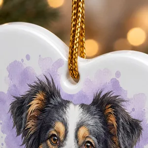 Custom Pet Memorial Christmas Ornament, Personalized Dog Photo Name Heart Ornament, Paw Print Memorial Keepsake, Sympathy Gift for Dog Lover