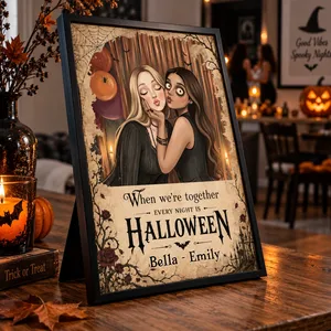 Personalized Halloween Poster Custom Photo & Names – Best Friends Halloween Night Wall Decor Gift for Friends