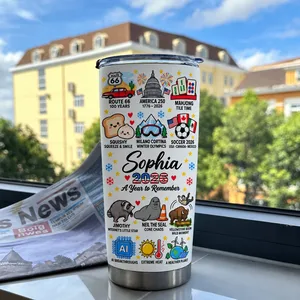 Personalized 20oz Tumbler Custom Name – 2026 A Year To Remember USA Travel Sports & Fun Events Stainless Steel Cup Gift