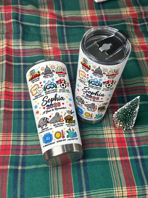 Personalized 20oz Tumbler Custom Name – 2026 A Year To Remember USA Travel Sports & Fun Events Stainless Steel Cup Gift