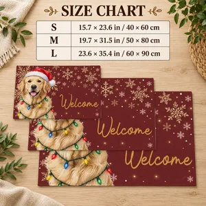 Custom Pet Photo Christmas Doormat, Personalized Dog Welcome Mat, Santa Puppy Holiday Door Decor, Christmas Gift for Dog Cat Lovers