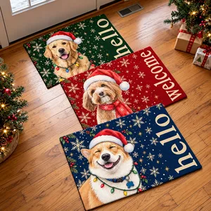 Custom Photo Home Decor Decorative Mat - Personalized Christmas Birthday Gifts For Dog Cat Lovers, Dog Dad And Mom, Cat Owners - Paws And Holiday Cheer