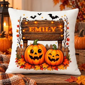 Personalized Name Spooky Fall Pillow Case