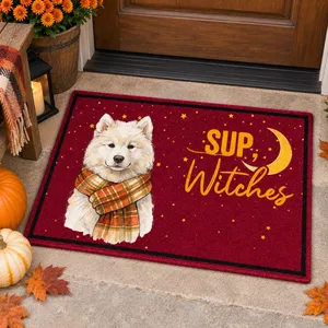 Custom Pet Portrait Sup Witches Welcome Mat - Personalized Pet Photo Halloween Doormat