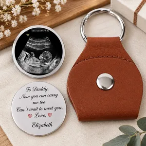 Custom Photo Dad-to-be Now You Can Carry Me Too Expecting Dad - Personalized Leather Pocket Hug
