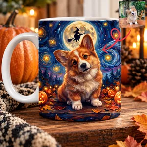 Custom Pet Dog Cat Portrait Halloween Van Gogh Art - Personalized Mug