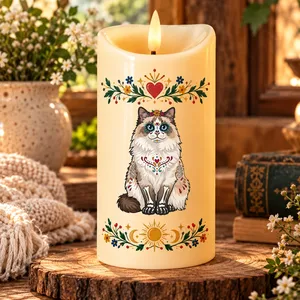 Custom Photo Hispanic Pet Day Of The Dead - Personalized Flameless LED Candle