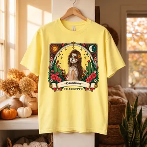 Personalized Latina T Shirt Custom Photo & Name, Sugar Skull Floral Portrait Tee, Day of the Dead Inspired Shirt, Unique Gift for Her