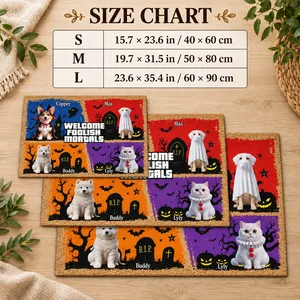Custom Halloween Pet Photo Doormat - Personalized Multiple Dogs and Cats Portrait