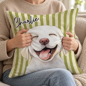 Personalized Pillow Cover Custom Pet Photo & Name – Cute Dog & Cat Portrait Cushion, Pet Lover Home Decor Gift