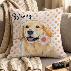 Personalized Pillow Cover Custom Pet Photo & Name – Cute Dog & Cat Portrait Cushion, Pet Lover Home Decor Gift