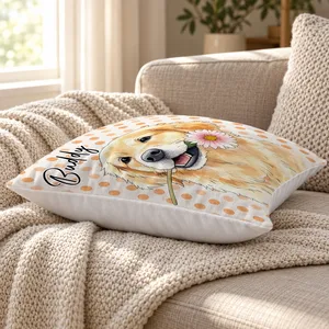 Personalized Pillow Cover Custom Pet Photo & Name – Cute Dog & Cat Portrait Cushion, Pet Lover Home Decor Gift