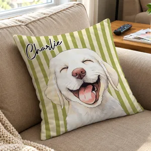 Personalized Pillow Cover Custom Pet Photo & Name – Cute Dog & Cat Portrait Cushion, Pet Lover Home Decor Gift