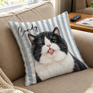 Personalized Pillow Cover Custom Pet Photo & Name – Cute Dog & Cat Portrait Cushion, Pet Lover Home Decor Gift